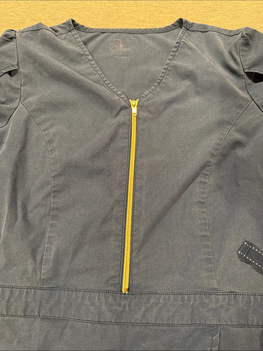Jaanuu Navy Zip-Front Scrub Top with Matching Pants